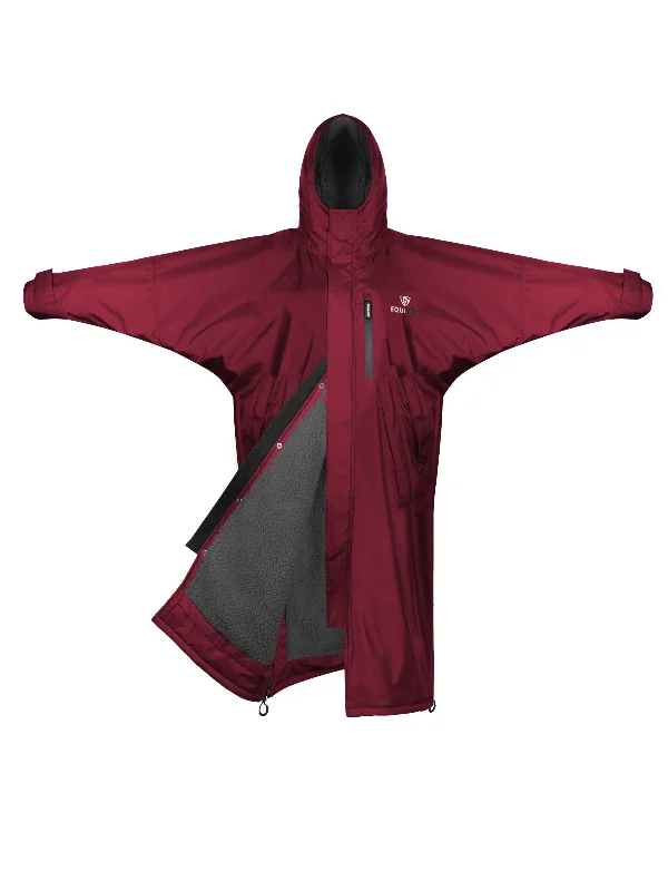 Women's cropped leather coats with silver studs for an edgy lookEvolution Women's | Thick Fleece | Fixed Hood | Plum/Grey Women's cropped leather coats with silver studs for an edgy lookEvolution Women's | Thick Fleece | Fixed Hood | Plum/Grey