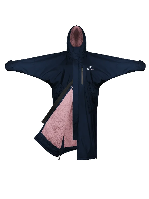 Quilted down women's coats with removable hoods for outdoor activitiesEvolution Women's | Thick Fleece | Fixed Hood | Navy/Pale Pink Quilted down women's coats with removable hoods for outdoor activitiesEvolution Women's | Thick Fleece | Fixed Hood | Navy/Pale Pink