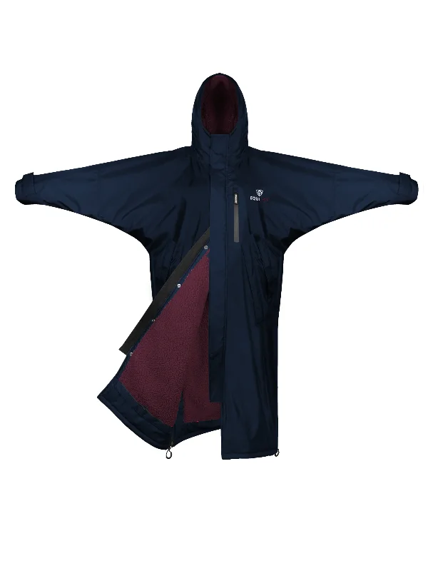 Hooded women's puffer coats in neon colors for high - visibility sportsEvolution Women's | Thick Fleece | Fixed Hood | Navy/Plum Hooded women's puffer coats in neon colors for high - visibility sportsEvolution Women's | Thick Fleece | Fixed Hood | Navy/Plum