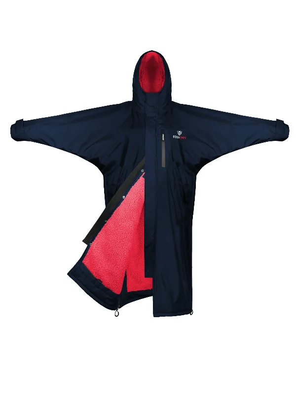Women's knee - length wool blend coats with a fur collar for added warmthEvolution Women's | Thick Fleece | Fixed Hood | Navy/Raspberry Women's knee - length wool blend coats with a fur collar for added warmthEvolution Women's | Thick Fleece | Fixed Hood | Navy/Raspberry