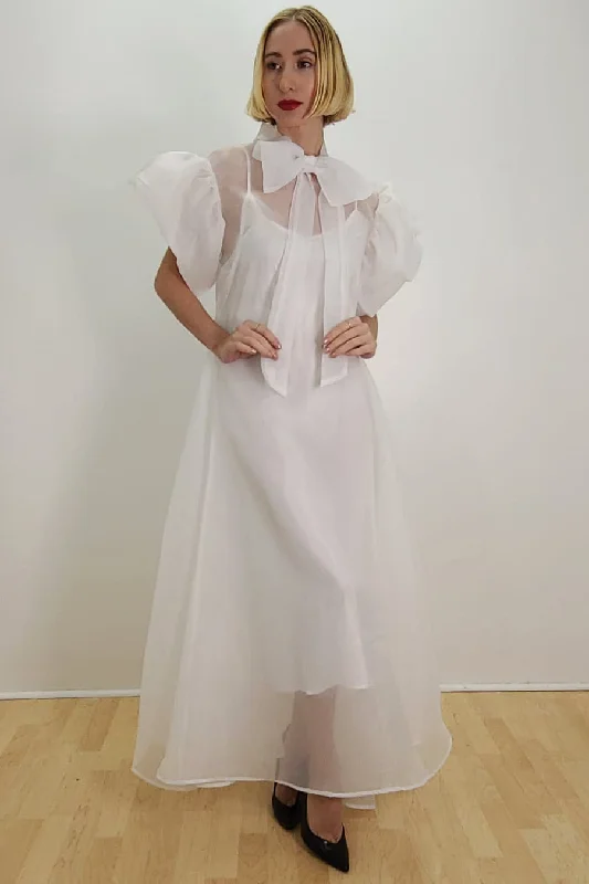 Maxi bodycon dress for a beach wedding​Flutter Sleeve Chiffon Ribbon Long Dress