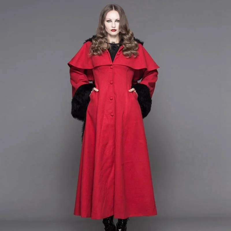 Petite women's wool blend coats with a tailored fit for a flattering silhouetteWomen's Fur Trimmed Hooded Goth Topcoat Petite women's wool blend coats with a tailored fit for a flattering silhouetteWomen's Fur Trimmed Hooded Goth Topcoat