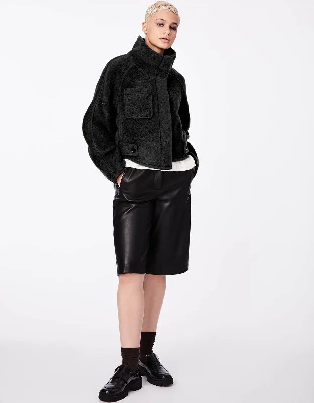 Checkered women's wool coats in a classic pattern for a timeless styleFuzzy Cropped Jacket