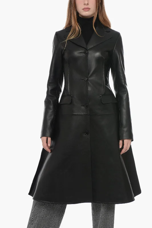 Long women's mac coats in a lightweight fabric for spring showersJ.W.Anderson Leather Trench Coat with Stitch Detailing Long women's mac coats in a lightweight fabric for spring showersJ.W.Anderson Leather Trench Coat with Stitch Detailing
