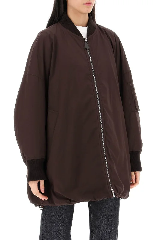 Quilted down women's coats with removable hoods for outdoor activitiesJil Sander Down-Padded Maxi Bomber Jacket Quilted down women's coats with removable hoods for outdoor activitiesJil Sander Down-Padded Maxi Bomber Jacket