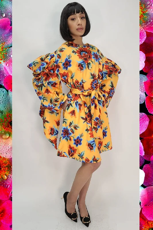 Bodycon dress for a DIY - customized styleLong Sleeve Floral Print Short Dress