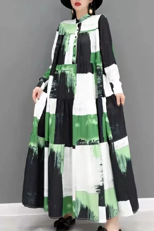 Bodycon dress in a neon color for a vibrant appearanceLong Sleeve High Neck Button Maxi Dress Bodycon dress in a neon color for a vibrant appearanceLong Sleeve High Neck Button Maxi Dress