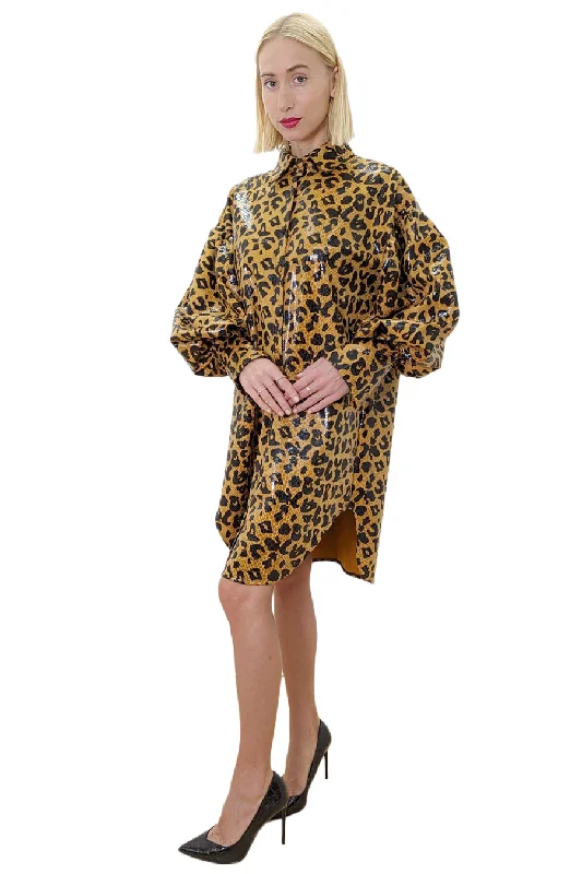 Bodycon dress for a music festivalLong Sleeve Leopard Snakeskin Leather Button Down Dress Bodycon dress for a music festivalLong Sleeve Leopard Snakeskin Leather Button Down Dress