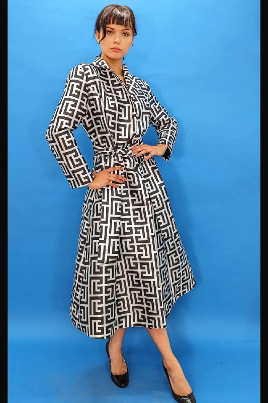 Bodycon dress with a one - shoulder designLong Sleeve Printed Wrap Belt Midi Dress Bodycon dress with a one - shoulder designLong Sleeve Printed Wrap Belt Midi Dress