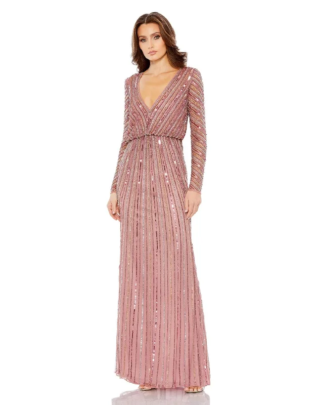 Backless bodycon dress for a bold statementMac Duggal 93647 Sequined V neck Long Sleeve Column Dress Backless bodycon dress for a bold statementMac Duggal 93647 Sequined V neck Long Sleeve Column Dress