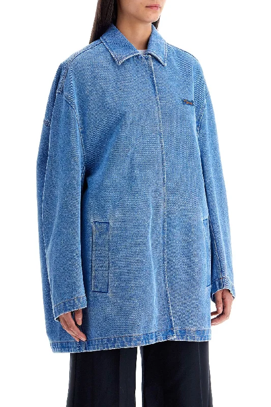 Mid - length women's down coats in a slim fit for a modern and sleek appearanceMarni 'oversized Organic Denim Jacket Mid - length women's down coats in a slim fit for a modern and sleek appearanceMarni 'oversized Organic Denim Jacket