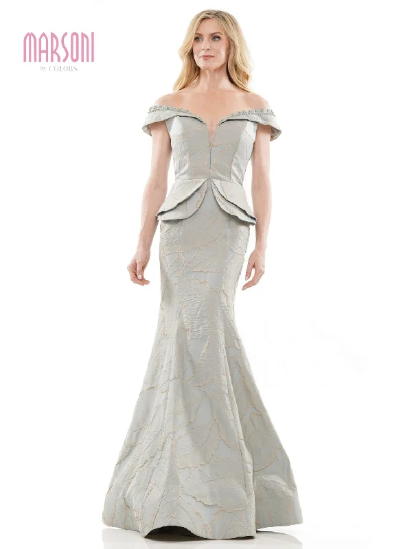 Bodycon dress with a ruched design for added textureMarsoni MV1252 Long Off Shoulder Peplum Formal Dress Bodycon dress with a ruched design for added textureMarsoni MV1252 Long Off Shoulder Peplum Formal Dress