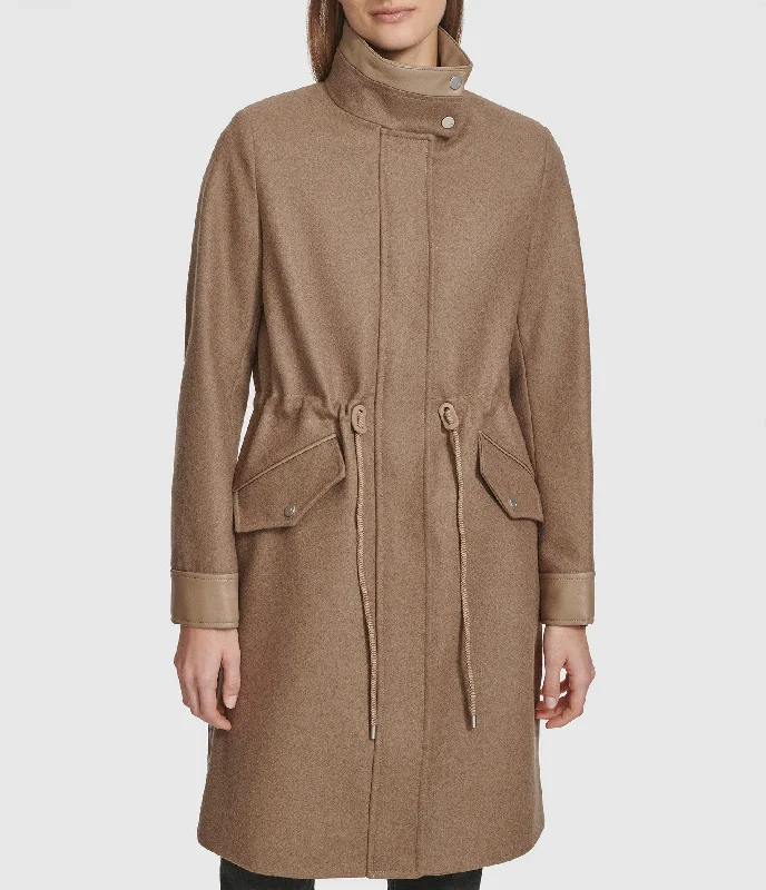 Women's pea coats with brass buttons for a nautical - inspired styleChesme Anorak Style Wool Coat Women's pea coats with brass buttons for a nautical - inspired styleChesme Anorak Style Wool Coat