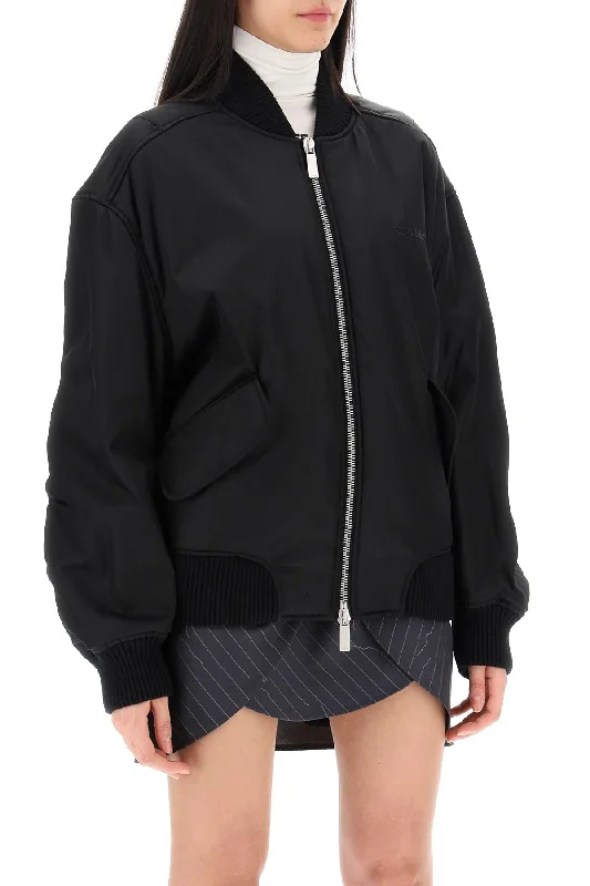 Women's knee - length wool blend coats with a fur collar for added warmthOff-White Nylon Twill Bomber Jacket Women's knee - length wool blend coats with a fur collar for added warmthOff-White Nylon Twill Bomber Jacket