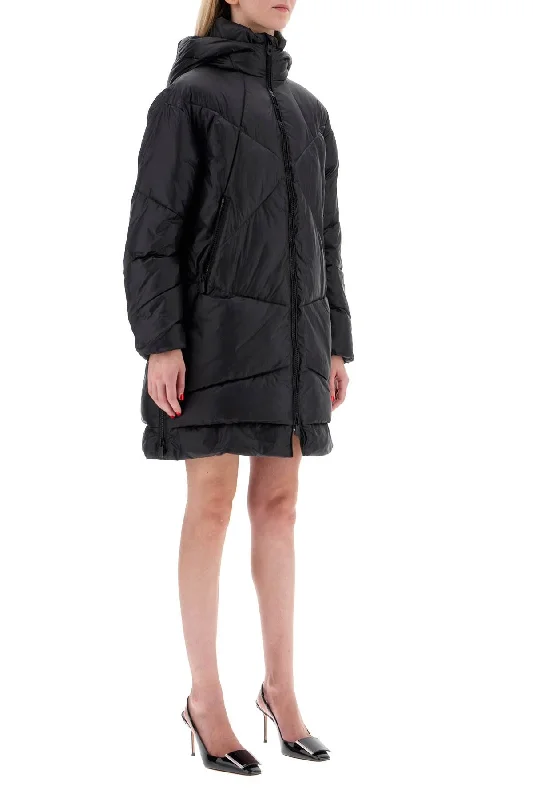 Water - resistant women's trench coats with adjustable cuffs for rainy daysPinko Mid-Length Down Jacket With Hood Water - resistant women's trench coats with adjustable cuffs for rainy daysPinko Mid-Length Down Jacket With Hood