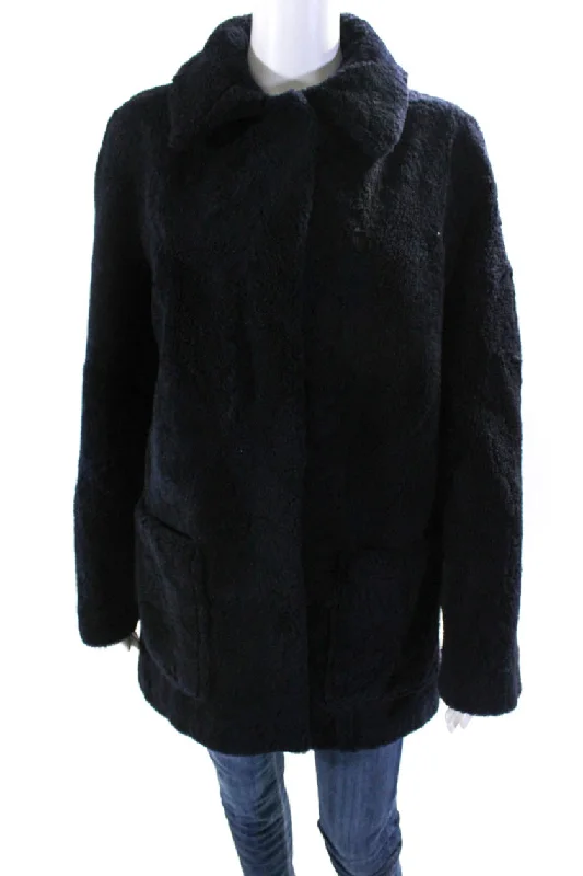 Women's cropped leather coats with silver studs for an edgy lookPologeorgis Womens Long Sheep Fur Hook & Eye Coat Navy Blue Women's cropped leather coats with silver studs for an edgy lookPologeorgis Womens Long Sheep Fur Hook & Eye Coat Navy Blue