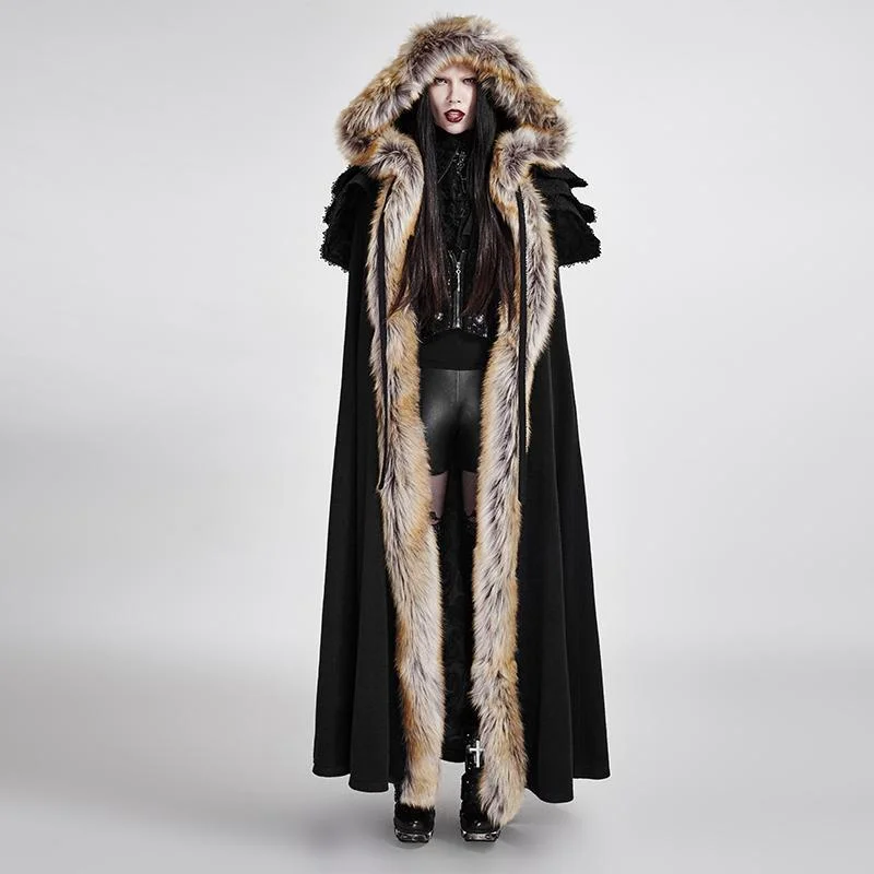Shearling - lined women's leather coats for ultimate warmth and luxuryWomen's Gothic Woolen Hooded Maxi Coat Shearling - lined women's leather coats for ultimate warmth and luxuryWomen's Gothic Woolen Hooded Maxi Coat