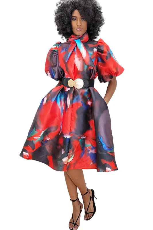 Bodycon dress for a prom night​Short Puff Sleeve Knee Length Dress