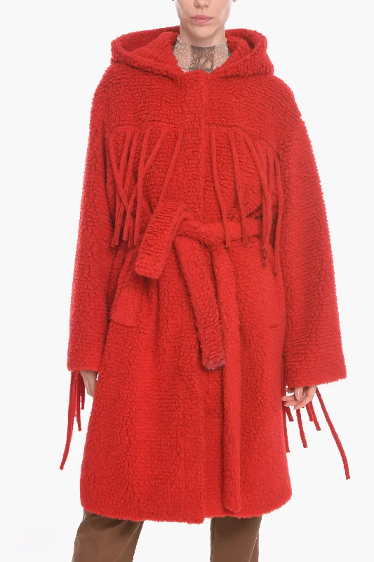 Belted women's cashmere coats in soft pastels for a luxurious feelStella McCartney Belted Teddy Coat with Fringe Belted women's cashmere coats in soft pastels for a luxurious feelStella McCartney Belted Teddy Coat with Fringe