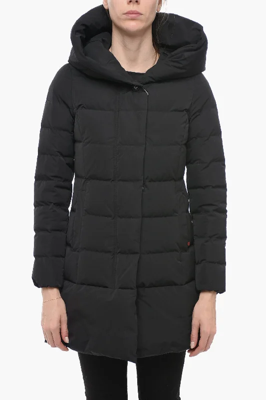 Women's cropped leather coats with silver studs for an edgy lookWoolrich PUFFY PRESCOTT Long Down Jacket with Hood Women's cropped leather coats with silver studs for an edgy lookWoolrich PUFFY PRESCOTT Long Down Jacket with Hood