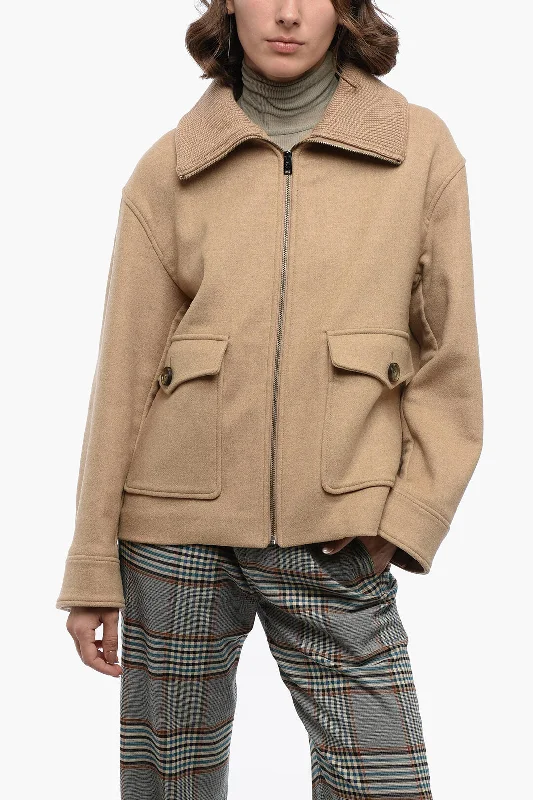 Women's waterproof parka coats with multiple pockets for practicalityWoolrich Wool Short Coat With Knitted Collar M Standard Size Women's waterproof parka coats with multiple pockets for practicalityWoolrich Wool Short Coat With Knitted Collar M Standard Size