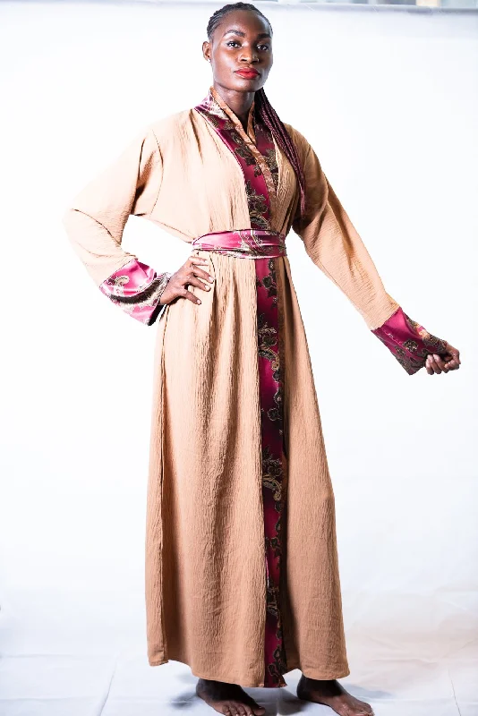 women robes with a dropped - shoulder designCali cotton kimono dress
