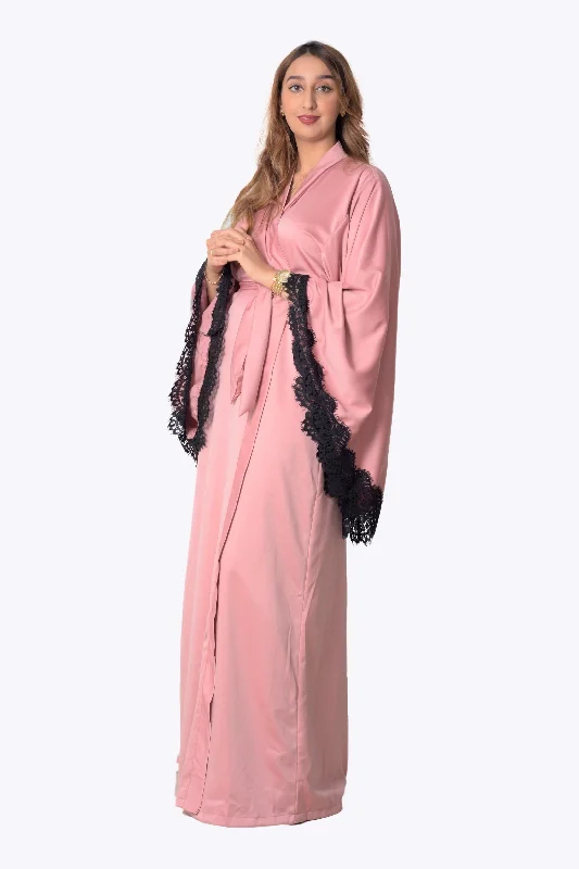 women robes with a hand - painted designCamilla Royal Rose gold satin robe