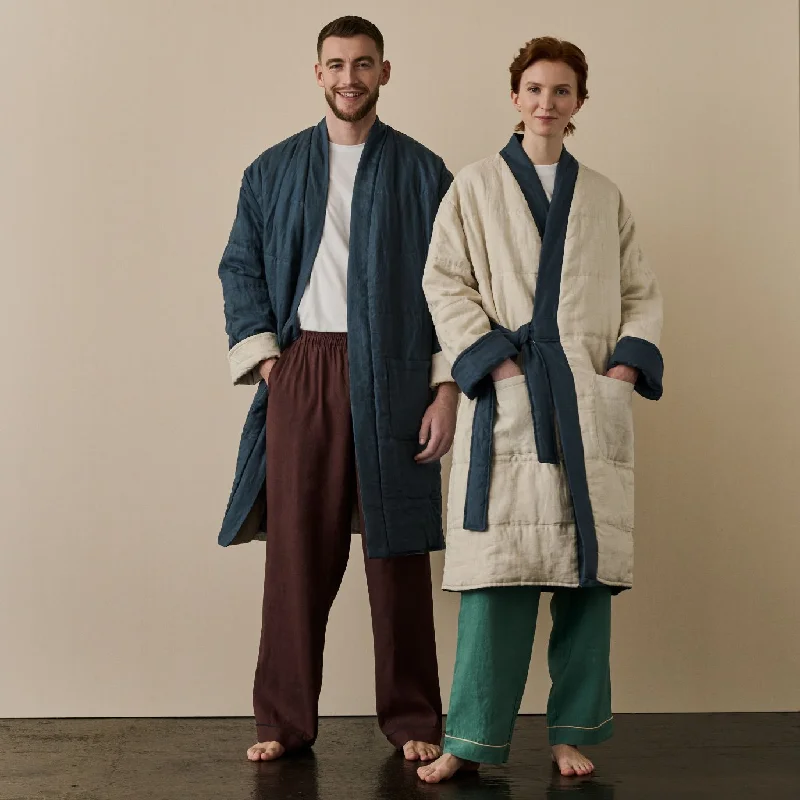 Deep Teal Linen Housecoat