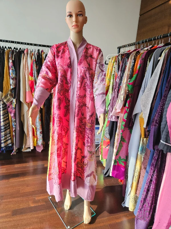 women robes with lace trim for eleganceFiona multi print kimono