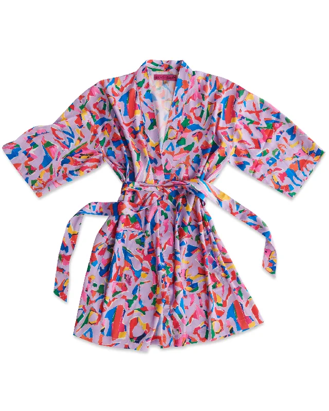 women robes with a reversible design for versatilityKip&Co x Jenny Kee Opal Oz Pax Lilac Satin Robe