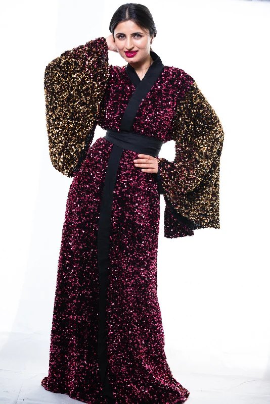 women robes with moisture - wicking fabricLynzie Sequin kimono