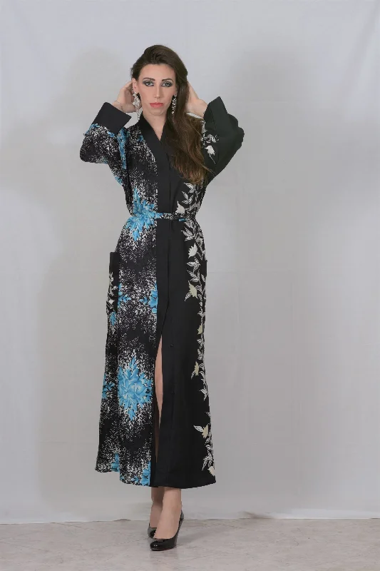 women robes with a color - blocking effectSheryl embroidered kimono robe