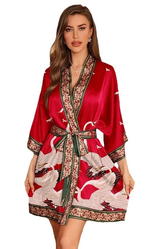 women robes with a sheer panel for a touch of allureSilk-Like Robes 814614690851