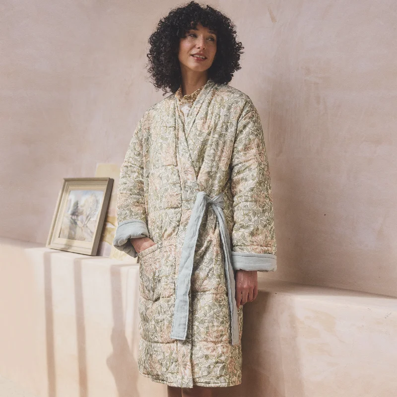 Soft Sage Honeysuckle Linen Housecoat