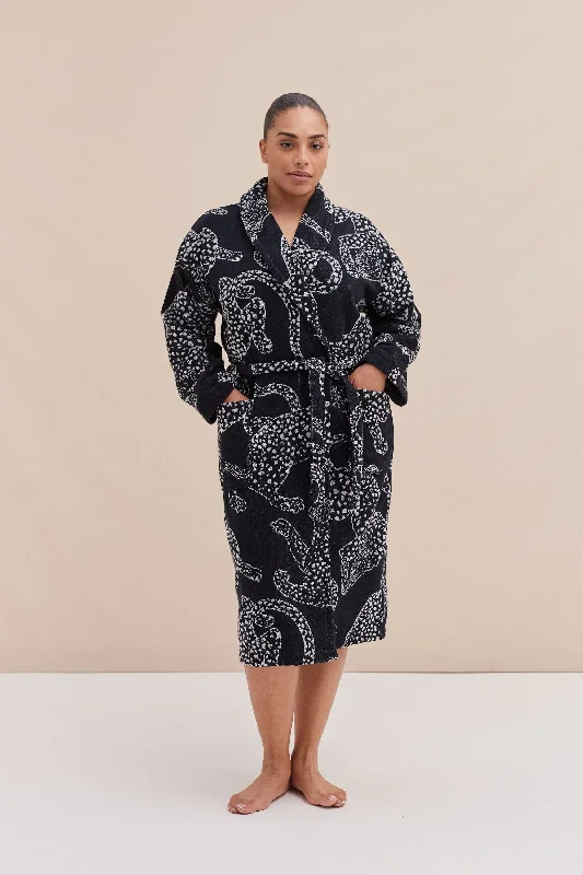 Unisex Towel Robe Jag Print Black