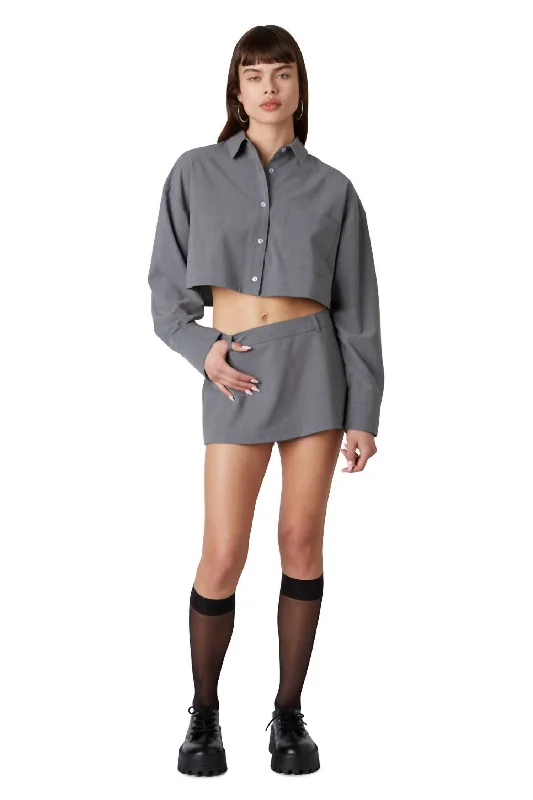 Leather Look Women Shorts for an Edgy and Chic StyleAriel Skort In Charcoal