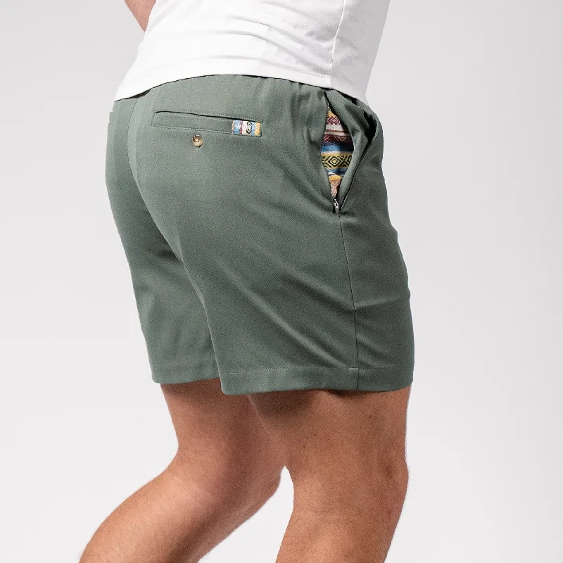 Tie - Waist Women Shorts for a Customizable FitDaily Short (Casual Stretch) - Agave 5.5" & 7"