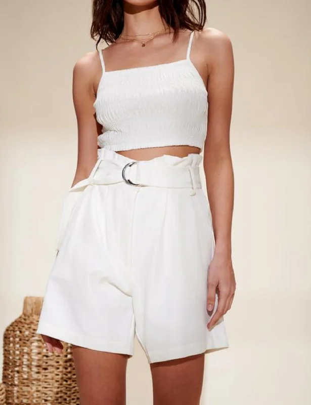 Cargo Women Shorts with Multiple Pockets for FunctionalityElaine Paper Bag Shorts In Ivory Cargo Women Shorts with Multiple Pockets for FunctionalityElaine Paper Bag Shorts In Ivory
