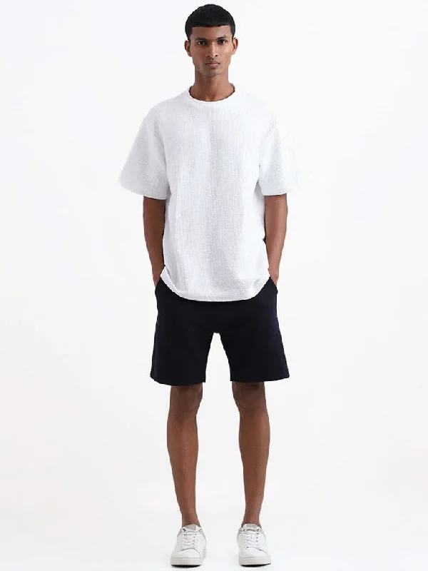 ETA Navy Cotton Slim-Fit Mid-Rise Shorts