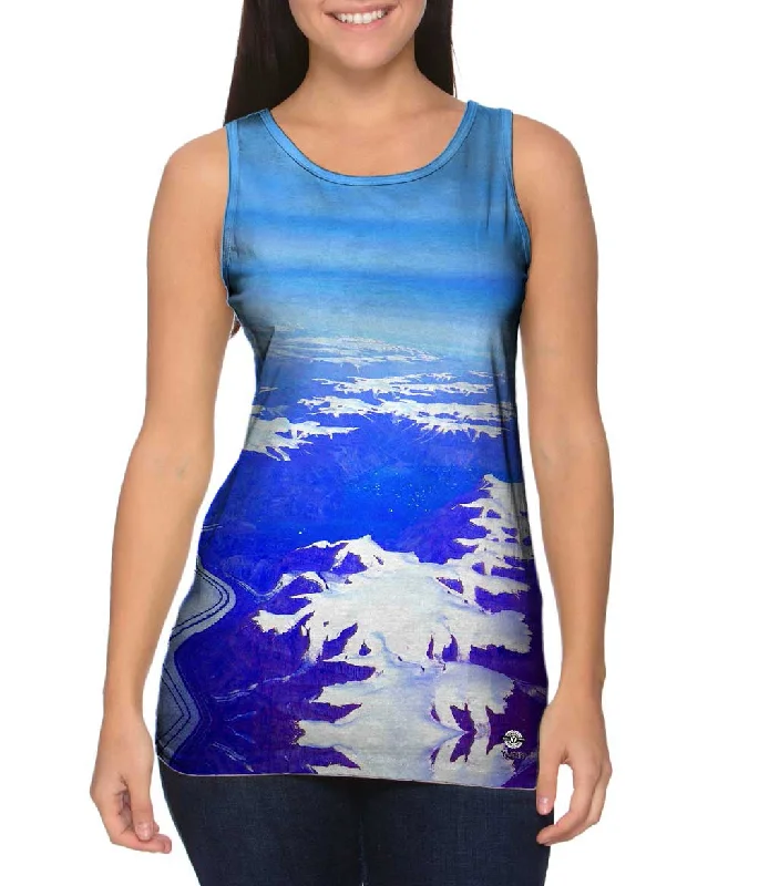 Plus Size Women's Side - Slit Tank Tops in Metallic ShadesGreenland Glaciers