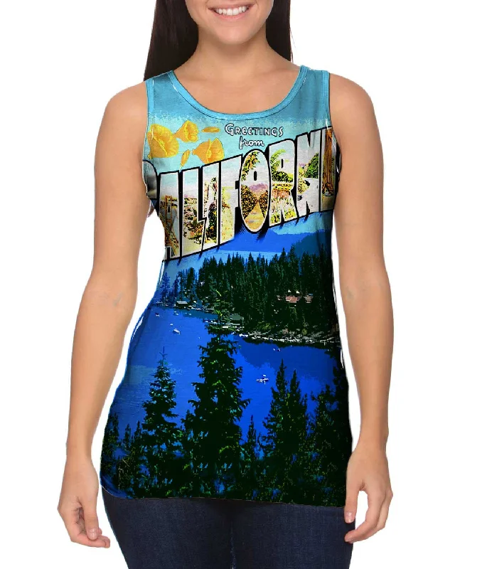 Plus Size Women's Puff - Sleeve Tank Tops in Pastel HuesGreetings from California 044 Plus Size Women's Puff - Sleeve Tank Tops in Pastel HuesGreetings from California 044