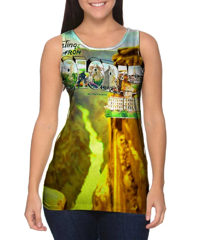 Plus Size Women's Criss - Cross Back Tank Tops in Neon ColorsGreetings From Colorado 046 Plus Size Women's Criss - Cross Back Tank Tops in Neon ColorsGreetings From Colorado 046