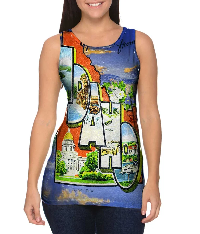 Plus Size Women's Side - Slit Tank Tops in Metallic ShadesGreetings from Idaho 051