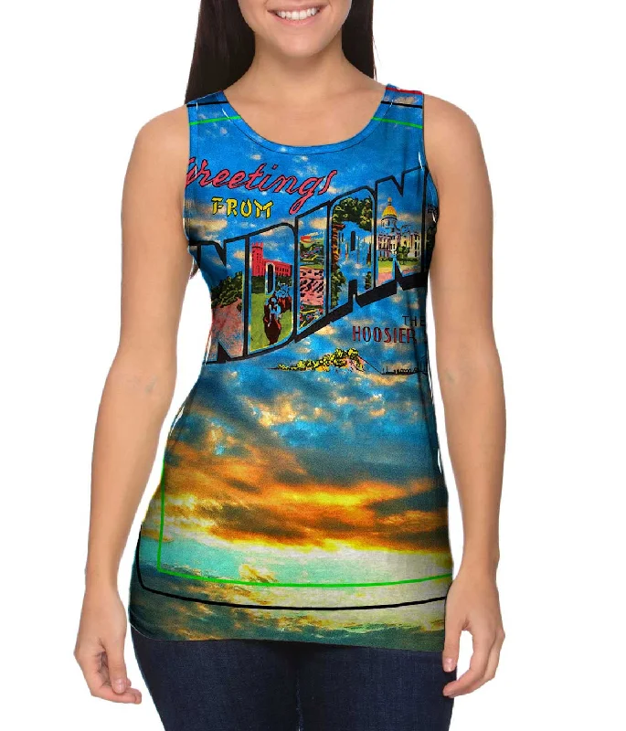 Women's Cropped Tank Tops with Vintage Band LogosGreetings From Indiana 058