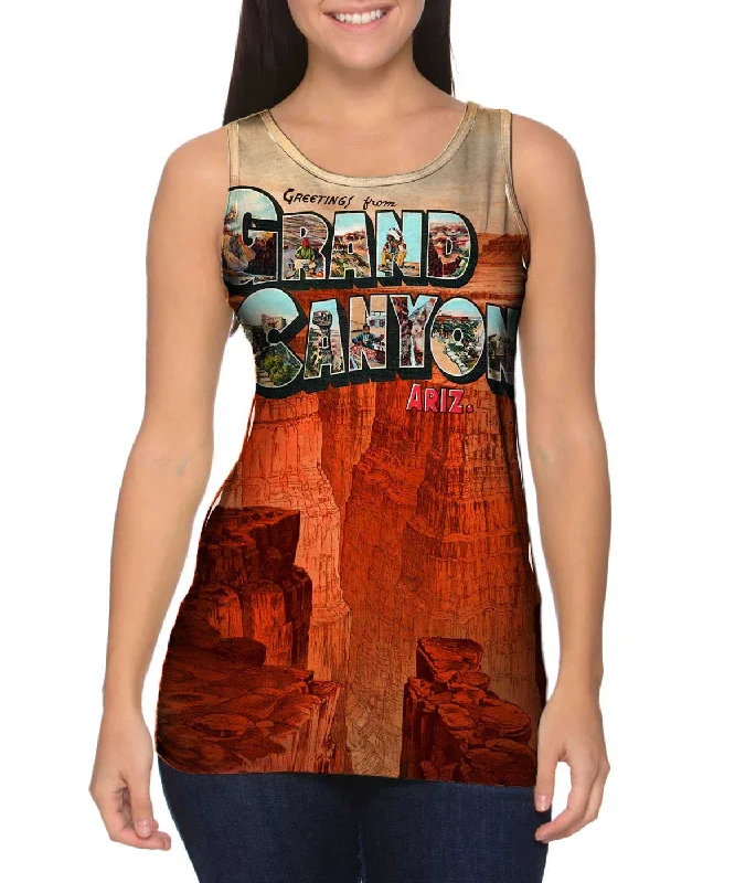 Plus Size Women's Embroidered Tank Tops in Boho StylesGreetings From The Grand Canyon 063 Plus Size Women's Embroidered Tank Tops in Boho StylesGreetings From The Grand Canyon 063