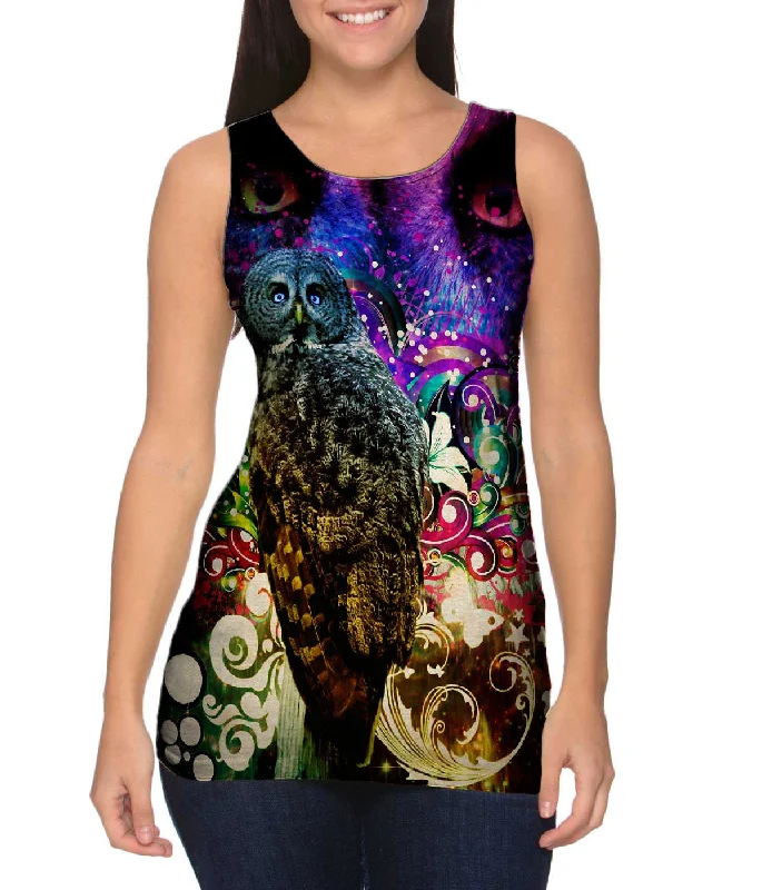 Plus Size Women's Criss - Cross Back Tank Tops in Neon ColorsGrey Owl
