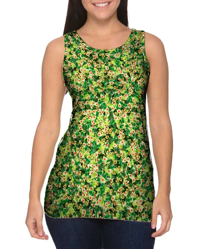 Women's Cropped Tank Tops with Vintage Band LogosGuacamole Avocado