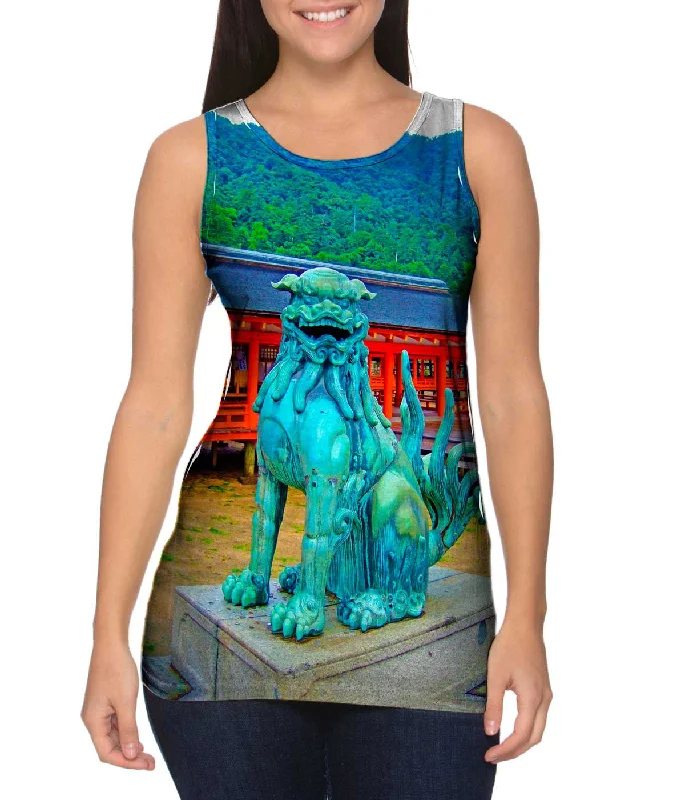 Women's Button - Down Tank Tops in Striped PatternsGuardian Dog Itsukushima - Shrine