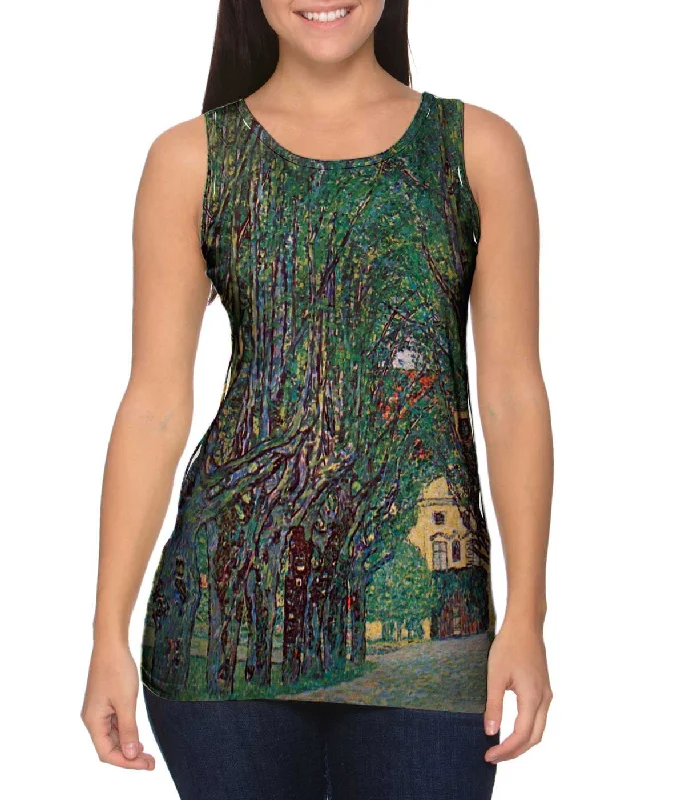 Plus Size Women's Criss - Cross Back Tank Tops in Neon ColorsGustav Klimt - "Avenue Schloss Kaven" (1912) Plus Size Women's Criss - Cross Back Tank Tops in Neon ColorsGustav Klimt - "Avenue Schloss Kaven" (1912)
