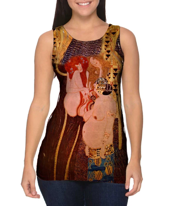 Women's Cropped Tank Tops with Vintage Band LogosGustav Klimt -"Beethovenfries" (1902) Women's Cropped Tank Tops with Vintage Band LogosGustav Klimt -"Beethovenfries" (1902)